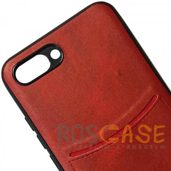 Фото Красный ILEVEL | Чехол с кожаным покрытием и с карманом-визитницей для Huawei Honor 10