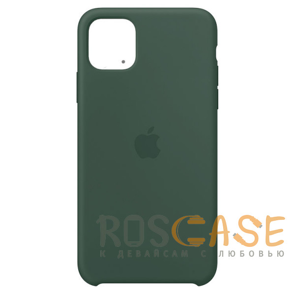 Фото Тёмно зелёный Силиконовый чехол Silicone Case с микрофиброй для iPhone 11