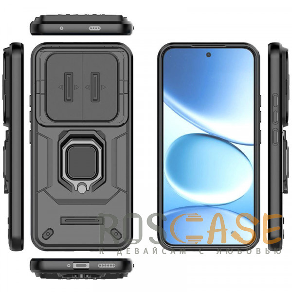 Изображение Черный Transformer Ring Holder | Противоударный чехол с кольцом и шторкой камеры для Xiaomi Redmi Note 15 Pro Plus