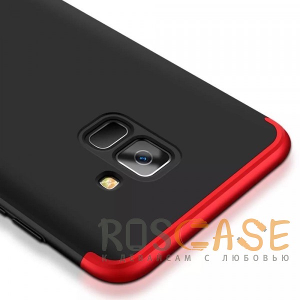 Фотография Черный / Красный GKK LikGus 360° | Двухсторонний чехол для Samsung A730 Galaxy A8+ (2018) с защитными вставками