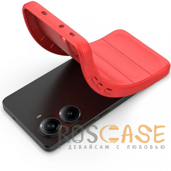 Фотография Красный Flex Silicone | Противоударный чехол для Xiaomi Redmi Turbo 4 с защитой камеры и микрофиброй