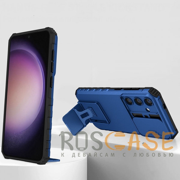 Изображение Синий CamShield Holder | Противоударный чехол-подставка для Samsung Galaxy S25 Plus / S24 Plus 5G с защитой камеры