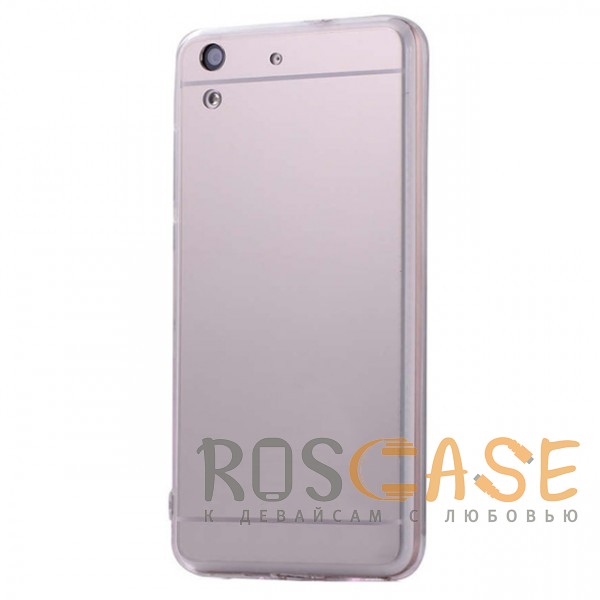 Фото Серебряный Металлический бампер для Huawei Y6 II с зеркальной вставкой
