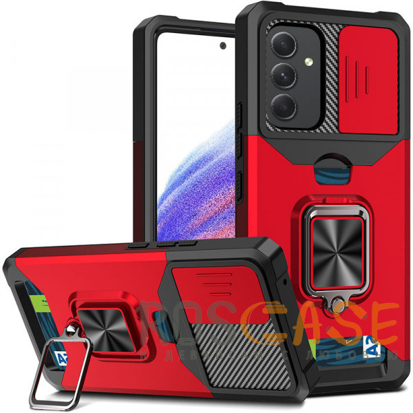 Фотография Красный Multi Case | Чехол с кольцом, отделением для карты и шторкой камеры для Samsung Galaxy A34