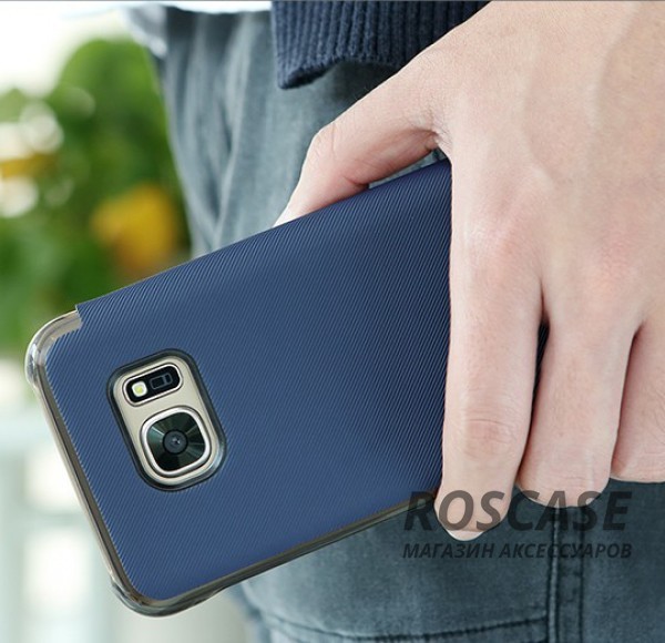 Изображение Синий / Blue Премиальный чехол-книжка Rock Veena с фактурным олеофобным покрытием для Samsung G930F Galaxy S7