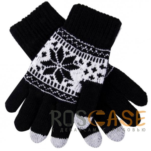 Фото Черный Перчатки Touch Glove для сенсорных (емкостных) экранов Снежинка