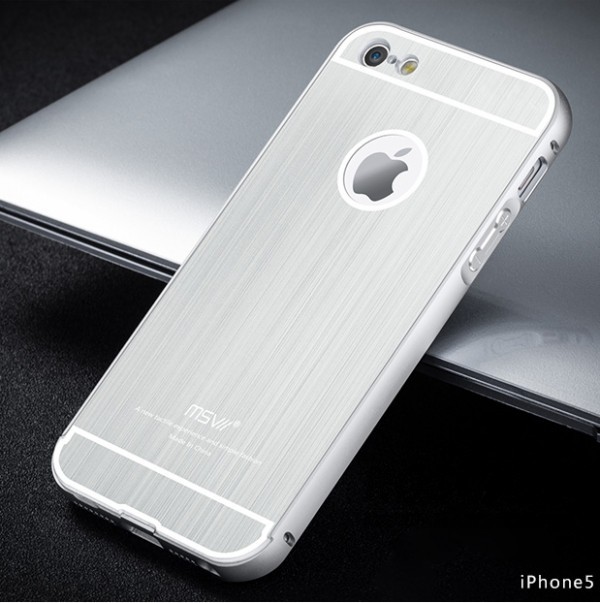 Фото Серебряный Msvii | Металлический бампер для Apple iPhone 5 (+стекло на экран)