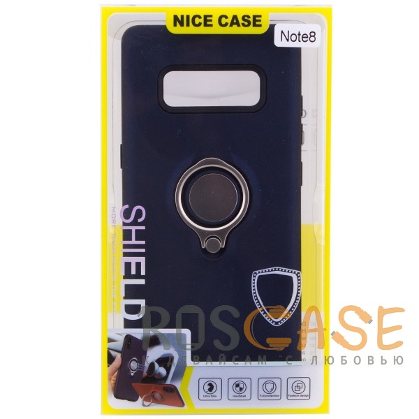 Фото Синий Deen | Матовый чехол для Samsung Galaxy Note 8 с креплением под магнитный держатель и кольцом-подставкой
