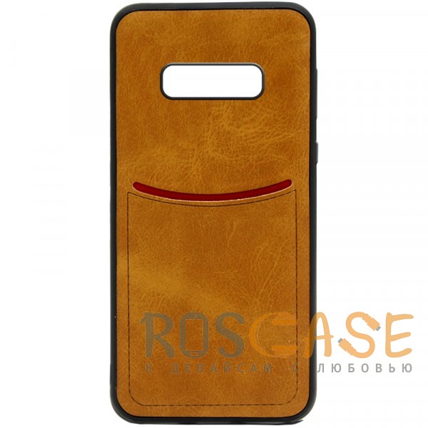 Фото Светло-коричневый ILEVEL | Чехол с кожаным покрытием и с карманом-визитницей для Samsung Galaxy S10e