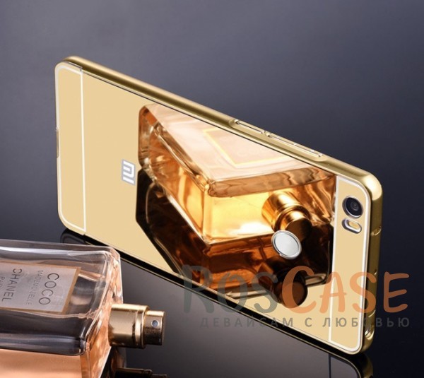 Фотография Золотой Металлический бампер для Xiaomi Mi Max с зеркальной вставкой