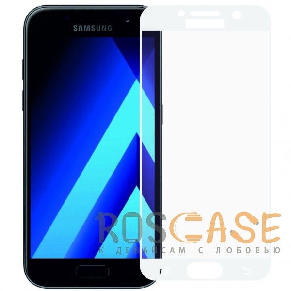 Фото Белое 5D защитное стекло для Samsung A720 Galaxy A7 (2017) на весь экран