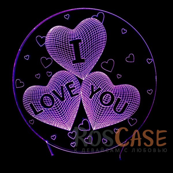 Изображение I Love You Светодиодный 3D светильник-ночник с проекцией объемного изображения "I Love You"