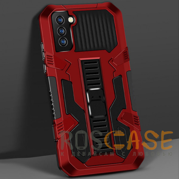 Фотография Красный Ironhide | Противоударный чехол-подставка для Samsung Galaxy S21 FE