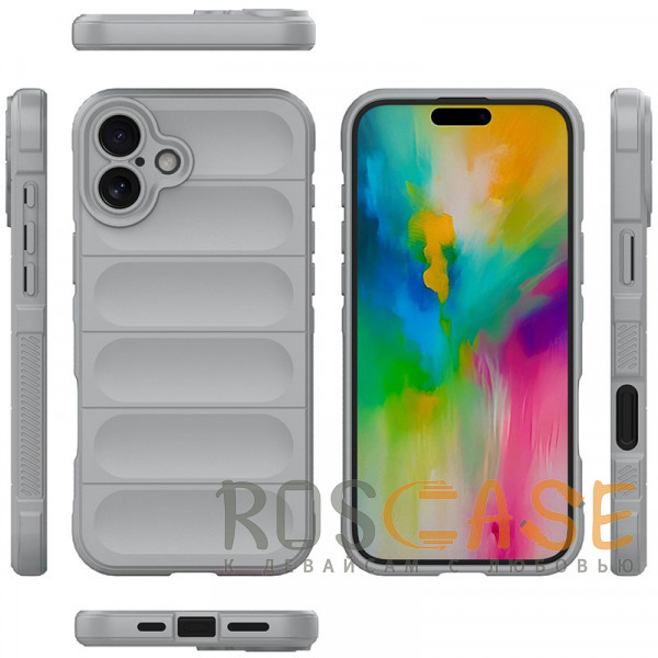 Фото Серый Flex Silicone | Противоударный чехол для iPhone 16 с защитой камеры и микрофиброй