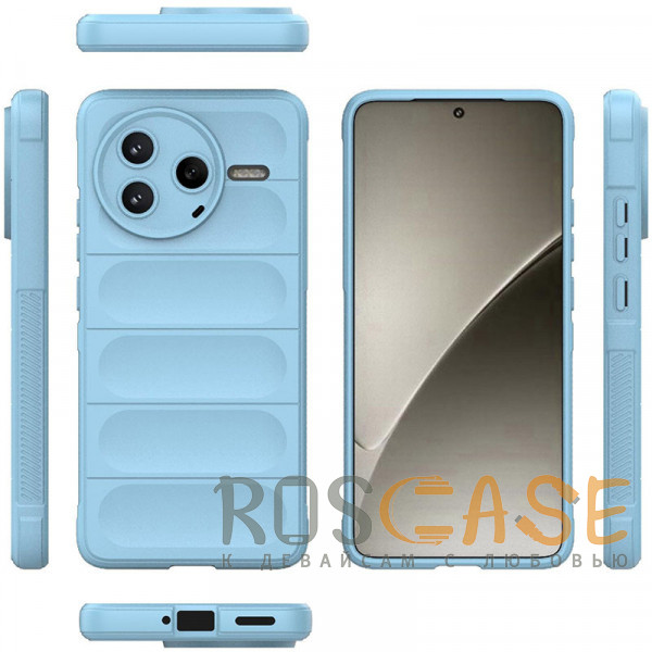 Фото Голубой Flex Silicone | Противоударный чехол для Xiaomi Poco F7 Pro / Redmi K80 с защитой камеры и микрофиброй