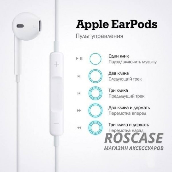 Фотография Белый Наушники Apple EarPods с пультом дистанционного управления и микрофоном (Original)