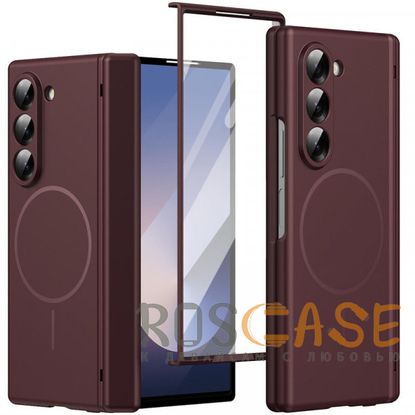 Фото Бордовый Чехол 3D с Magsafe и внешним стеклом для Samsung Galaxy Z Fold 6