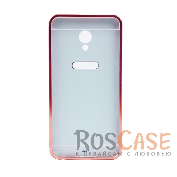 Изображение Розовый Металлический бампер для Meizu MX6 с зеркальной вставкой