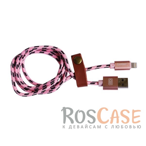 Фотография Розовый / Rose Gold Дата кабель lightning для iPhone 5/5s/SE/6/6 Plus/6s/6s Plus /7/7Plus плетеный Earldom 1m с клипсой