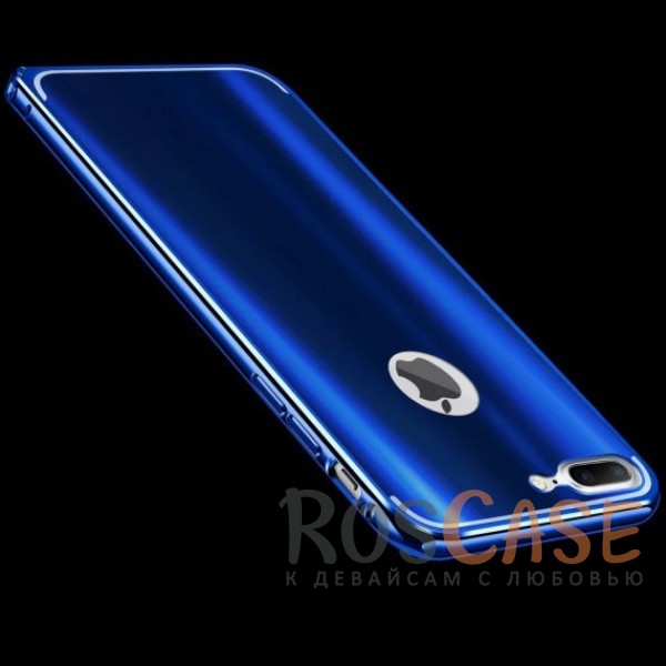 Фото Синий Модный металлический бампер Luxurious Neon с глянцевой переливающейся вставкой на заднюю панель для Apple iPhone 7 plus / 8 plus (5.5")