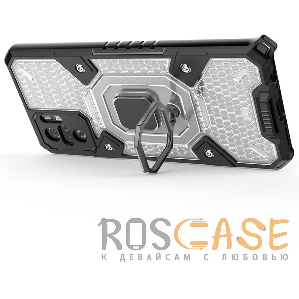 Изображение Черный Honeycomb Armor | Противоударный чехол с защитой камеры и кольцом для Xiaomi Redmi Note 10 / 10S