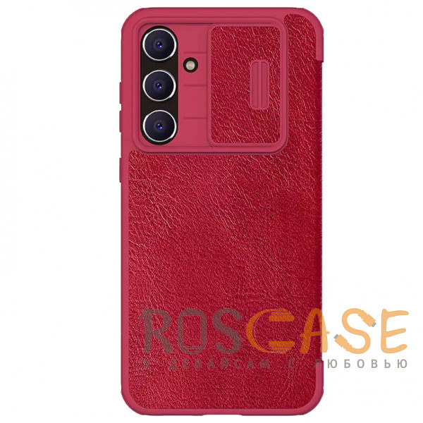 Фото Красный Nillkin Qin PRO | Чехол-книжка из Premium экокожи с защитой камеры для Samsung Galaxy S23 FE