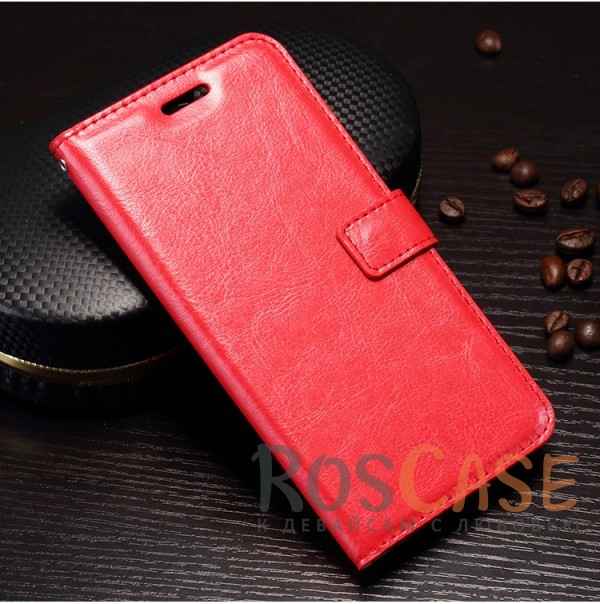 Фото Красный Wallet | Кожаный чехол-кошелек с внутренними карманами для OnePlus 5