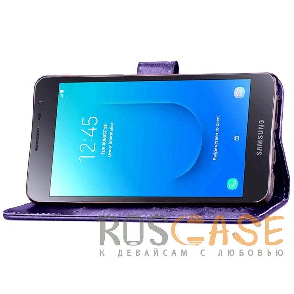 Фотография Фиолетовый Чехол-книжка с узорами на магнитной застёжке для Samsung Galaxy J2 Core (2018)
