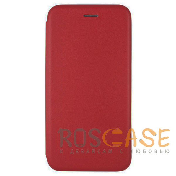 Фотография Красный Open Color | Кожаный чехол-книжка для Xiaomi Redmi 12C / 11A / Poco C55 с функцией подставки и магнитом