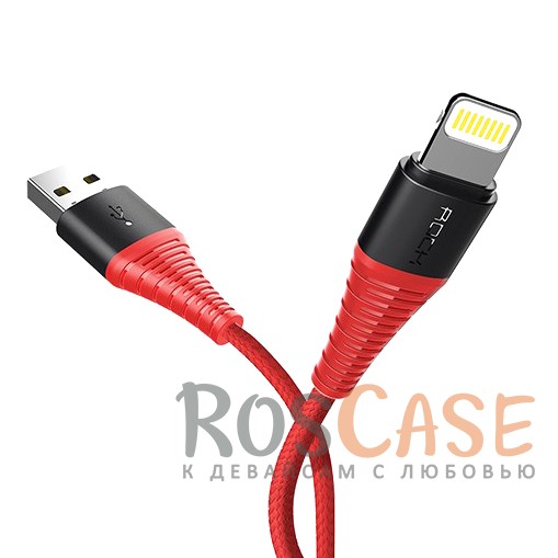 Фото ROCK Hi-Tensile | Кабель с нейлоновой оплеткой и гибкой защитой разъемов USB to Lightning (120 см)