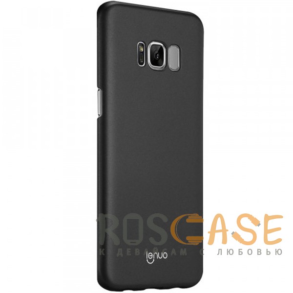 Фото Черный Тонкий чехол-накладка Lenuo из экокожи с защитными бортиками для Samsung G955 Galaxy S8 Plus