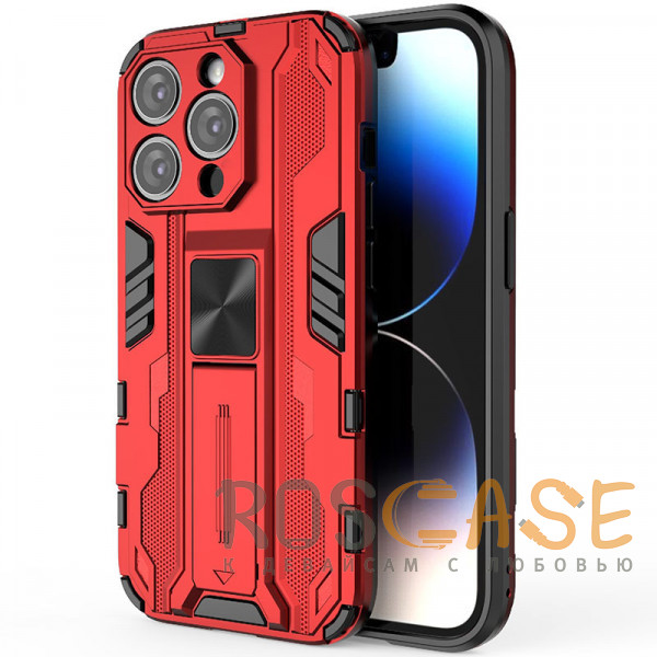 Фото Красный Galvatron | Противоударный чехол-подставка для iPhone 13 Pro с защитой камеры