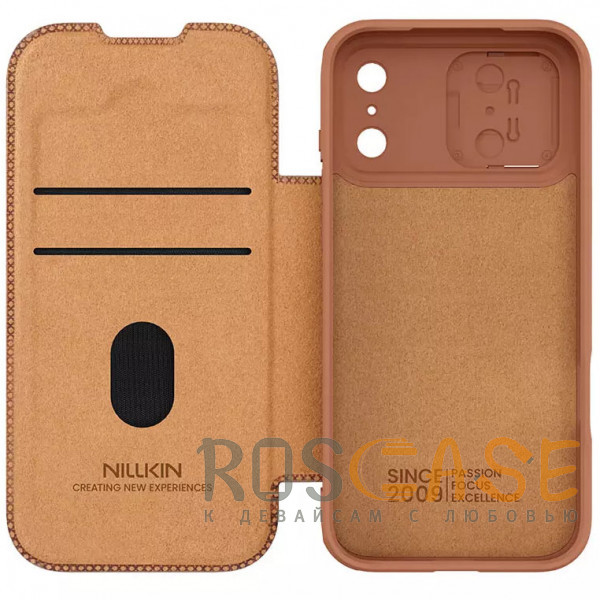Фото Коричневый Nillkin Qin PRO | Чехол-книжка из Premium экокожи с защитой камеры для iPhone 17 Pro Max