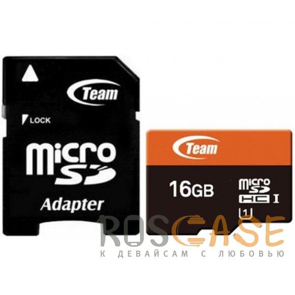 Фото Черный Team | Карта памяти microSDHC 16 GB Card Class 10 + SD adapter
