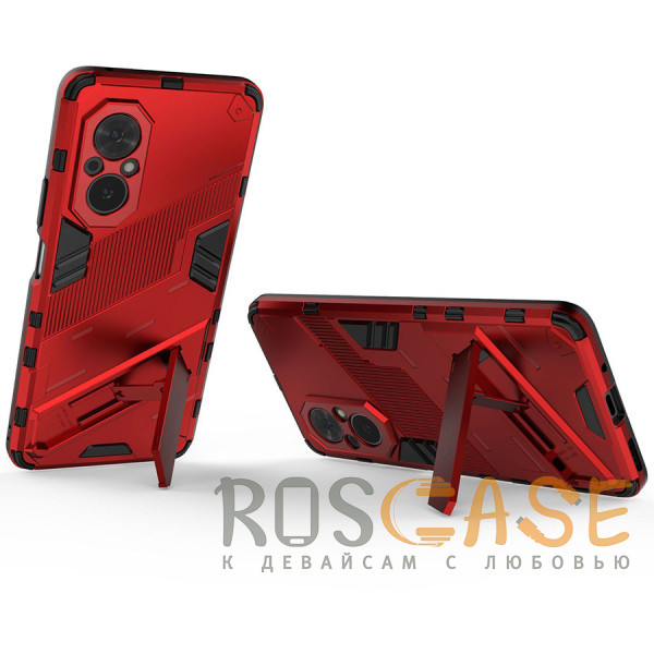 Изображение Красный Megatron | Противоударный чехол-подставка для Huawei P50 Pro с защитой камеры