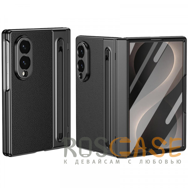 Фото Черный Чехол 3D с кожаной вставкой и стилусом для Samsung Galaxy Z Fold 8