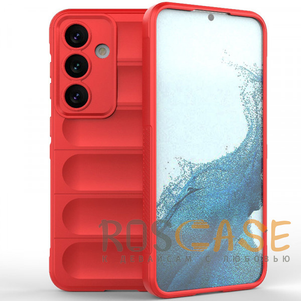 Фото Красный Flex Silicone | Противоударный чехол для Samsung Galaxy S24 с защитой камеры и микрофиброй