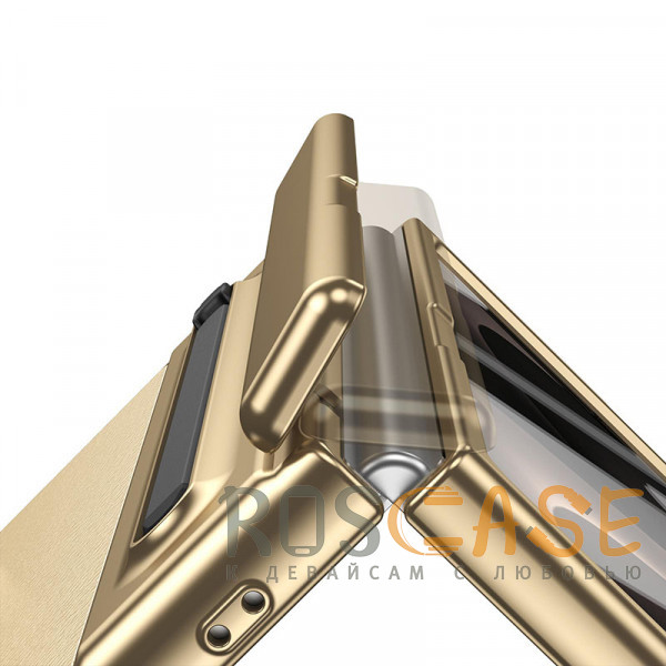 Изображение Золотой Чехол 3D с кожаной вставкой и стилусом для Samsung Galaxy Z Fold 8