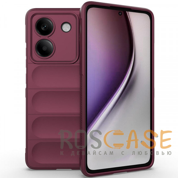 Фото Бордовый Flex Silicone | Противоударный чехол для Xiaomi Poco M7 Pro 5G с защитой камеры и микрофиброй