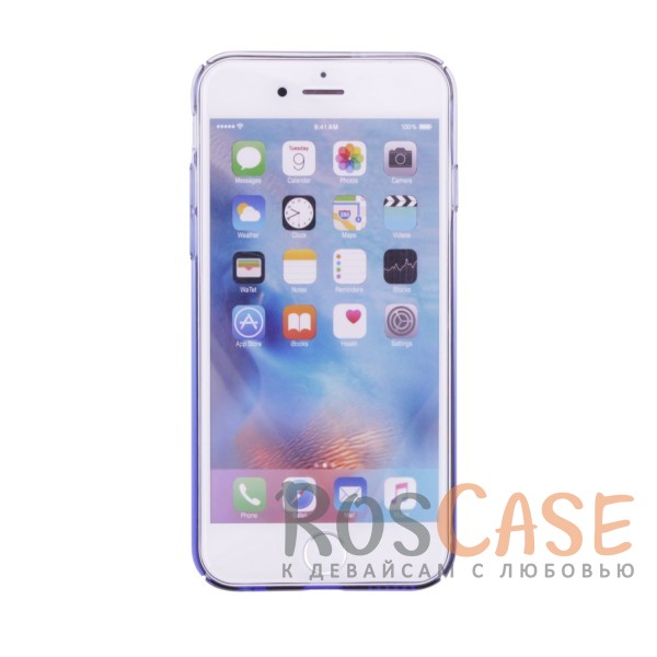 Фотография Голубой Блестящая прозрачная накладка Baseus Glaze Ultrathin из тонкого пластика с бензиновым отливом и градиентной расцветкой для Apple iPhone 6/6s (4.7")