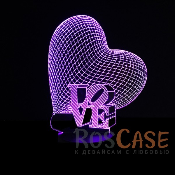 Фотография Love Светодиодный 3D светильник-ночник с проекцией объемного изображения "LOVE"