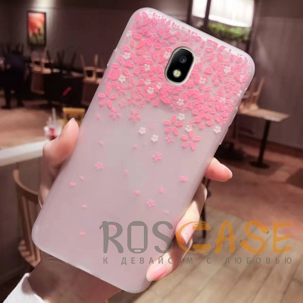 Фото Цветы Розовый Силиконовый матовый чехол с принтом для Samsung J530 Galaxy J5 (2017)