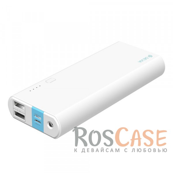 Изображение Белый Devia | Портативное зарядное устройство Power Bank 10000mAh 2 USB 2.4 A со встроенным фонариком