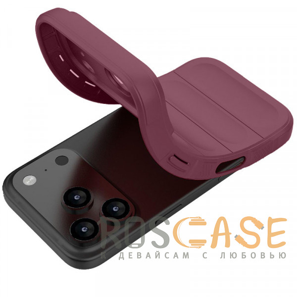 Фотография Бордовый Flex Silicone | Противоударный чехол для iPhone 17 Pro Max с защитой камеры и микрофиброй