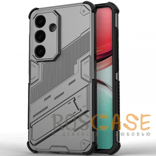 Фото Серый Megatron | Противоударный чехол-подставка для Samsung Galaxy S26 с защитой камеры