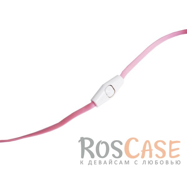 Изображение Розовый / Белый Вакуумные наушники Geolis YX-112 с плоским проводом и микрофоном