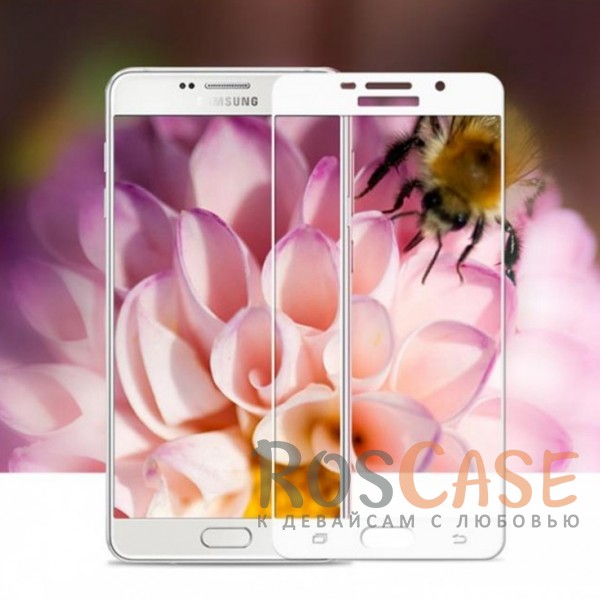 Изображение Белый Защитное стекло с цветной рамкой на весь экран с олеофобным покрытием "анти-отпечатки" для Samsung A510F Galaxy A5 (2016)