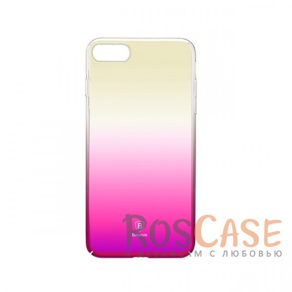 Фотография Розовый Блестящая прозрачная накладка Baseus Glaze Ultrathin из тонкого пластика с бензиновым отливом и градиентной расцветкой для Apple iPhone 7 plus / 8 plus (5.5")