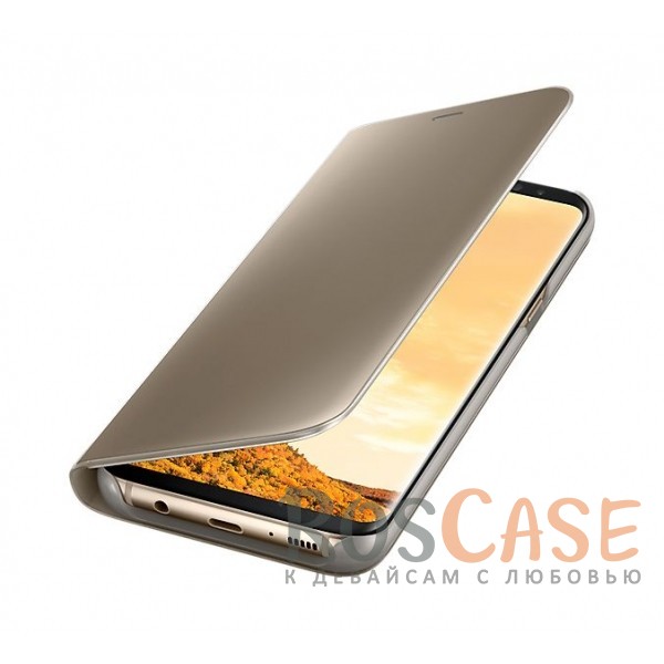 Фотография Золотой Оригинальный чехол-книжка Clear View Standing Cover с прозрачной обложкой и интерактивным дисплеем для Samsung G955 Galaxy S8 Plus (реплика)