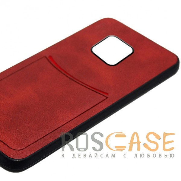 Фото Красный ILEVEL | Чехол с кожаным покрытием и с карманом-визитницей для Huawei Mate 20 Pro